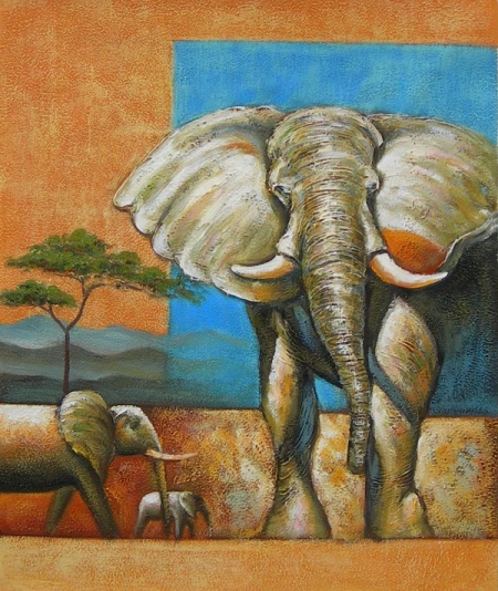 Sloni, Afrika,Obrazy do bytu, obrazy ručně malované, obrazy na plátně, obrazy, dekorativní obrazy, moderní obrazy. 