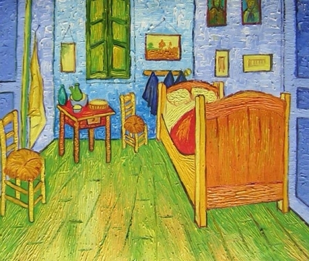 zelená, postel, reprodukce obrazu, vincent van gogh