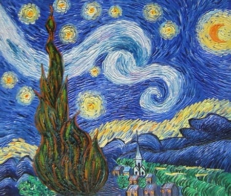 hvězdná noc, reprodukce obrazu, vincent van gogh