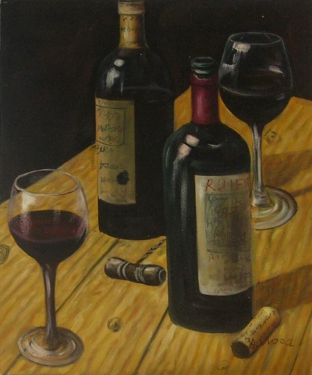 láhve, víno, obraz do bytu, výzdoba sklípku, restaurace