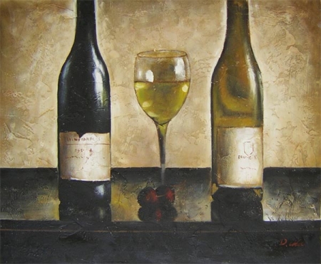 Láhev vína, sklenice, obraz dekorativní, obraz do interieru i bytu