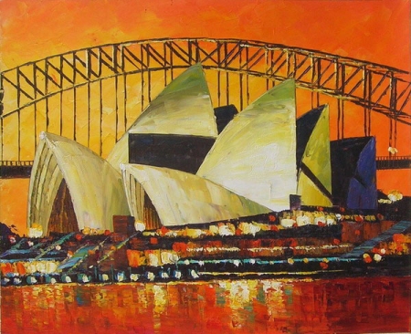 Sydney, moderní, obraz na prodej, obraz ručně malovaný, obraz na plátně,červený, dekorativní obraz, obraz do interieru.