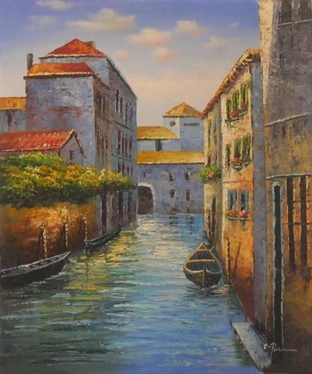 benátky, gondola,  obraz do bytu, venezia, ulice, domy