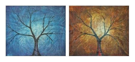 strom, moderní umění, , modrá, hnědá, obrazy do bytu