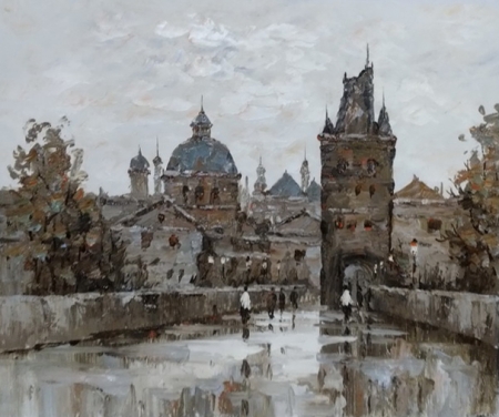 ručně malovaný obraz, obraz do interiéru, obraz města, Praha, památky