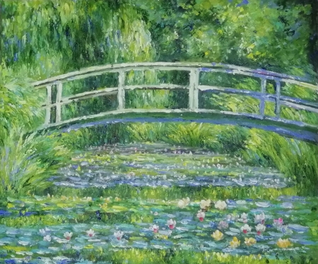 most, jezero, leknín, obraz do bytu, modrá, reprodukce obrazu  Monet