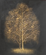 moderní umění, zlatý strom, černá, obraz do byru
