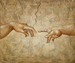 Michelangelo, B.: Ruce (Stvoření Adama), okrová,