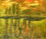 reprodukce obrazu , Monet, slunce, krajinka, západ slunce, obraz do bytu