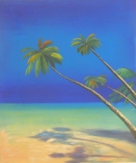 Palmy, pláž, azurové nebe, moderní, dekorativní obraz, obraz do bytu, obraz do interieru.
