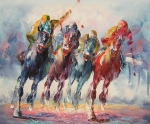 koně, jezci, Obrazy do bytu, obrazy ručně malované, obrazy na plátně, obrazy, dekorativní obrazy, moderní obrazy.
