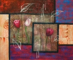 Tulipány, barevné, tvary, moderní, dekorativní obraz, obraz do bytu, obraz do interieru.