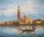 gondola, benátky, Venezia, přístav, modrá, obraz do bytu, dekorace interiéru