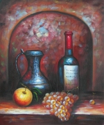 Víno, jablka, lahev, moderní, barevné, dekorativní obraz, obraz do bytu, obraz do interieru.