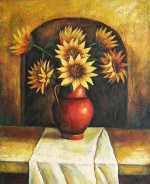 slunečnice, váza, Obrazy do bytu, obrazy ručně malované, obrazy na plátně, obrazy, dekorativní obrazy, moderní obrazy.