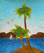 Kokosové stromy, ostrov, moře, moderní, dekorativní obraz, obraz do bytu, obraz do interieru.