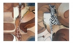 africká zvířata, zebra, žirafa, , hnědá