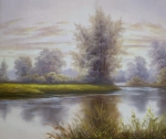 ručně malovaný obraz, obraz do interiéru, obraz řeky 