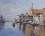 ručně malovaný obraz, obraz do interiéru, kanál Benátky, 