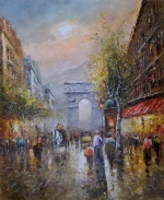 ručně malovaný obraz, obraz do interiéru, obraz města, Paříž